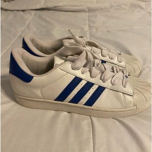 Size 11 Adidas leather white and blue low top
